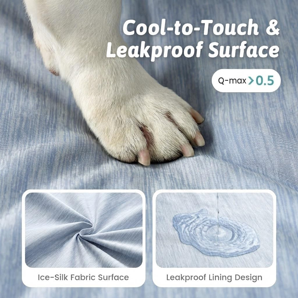 COZY KISS Cooling Orthopedic Dog Bed, Q-Max>0.5, Waterproof Lining, 44X32In