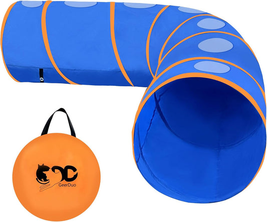 10FT Dog Agility Tunnel - Tear-Resistant Oxford Cloth Training Tunnel for All Breeds, Indoor/Outdoor Use with 4 Stakes & Carry Bag(Blue+Orange)