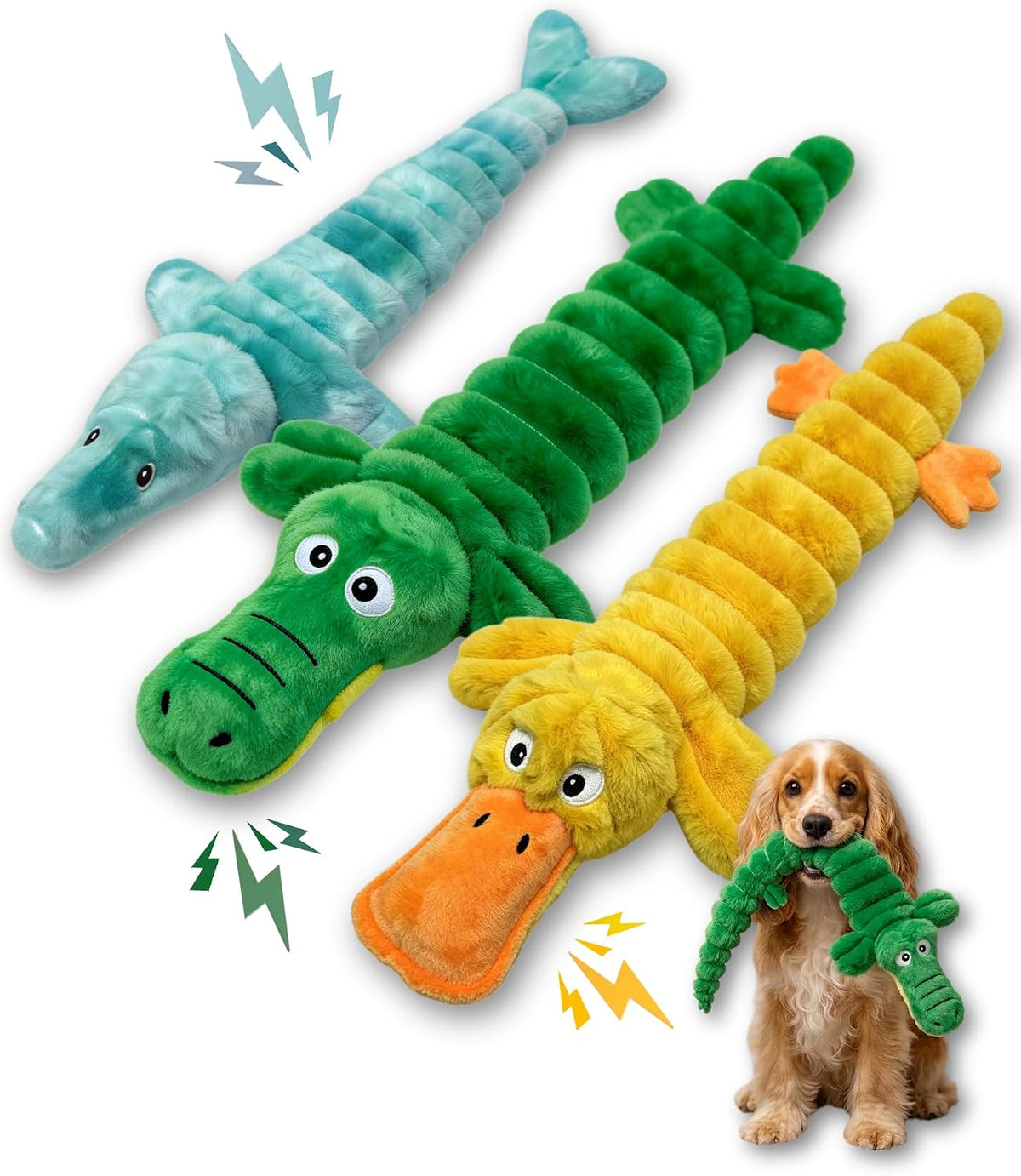 Boyoyo 3 Pack No Stuffing Squeaky Dog Toys for Small Dogs,Plush Crinkle Toy