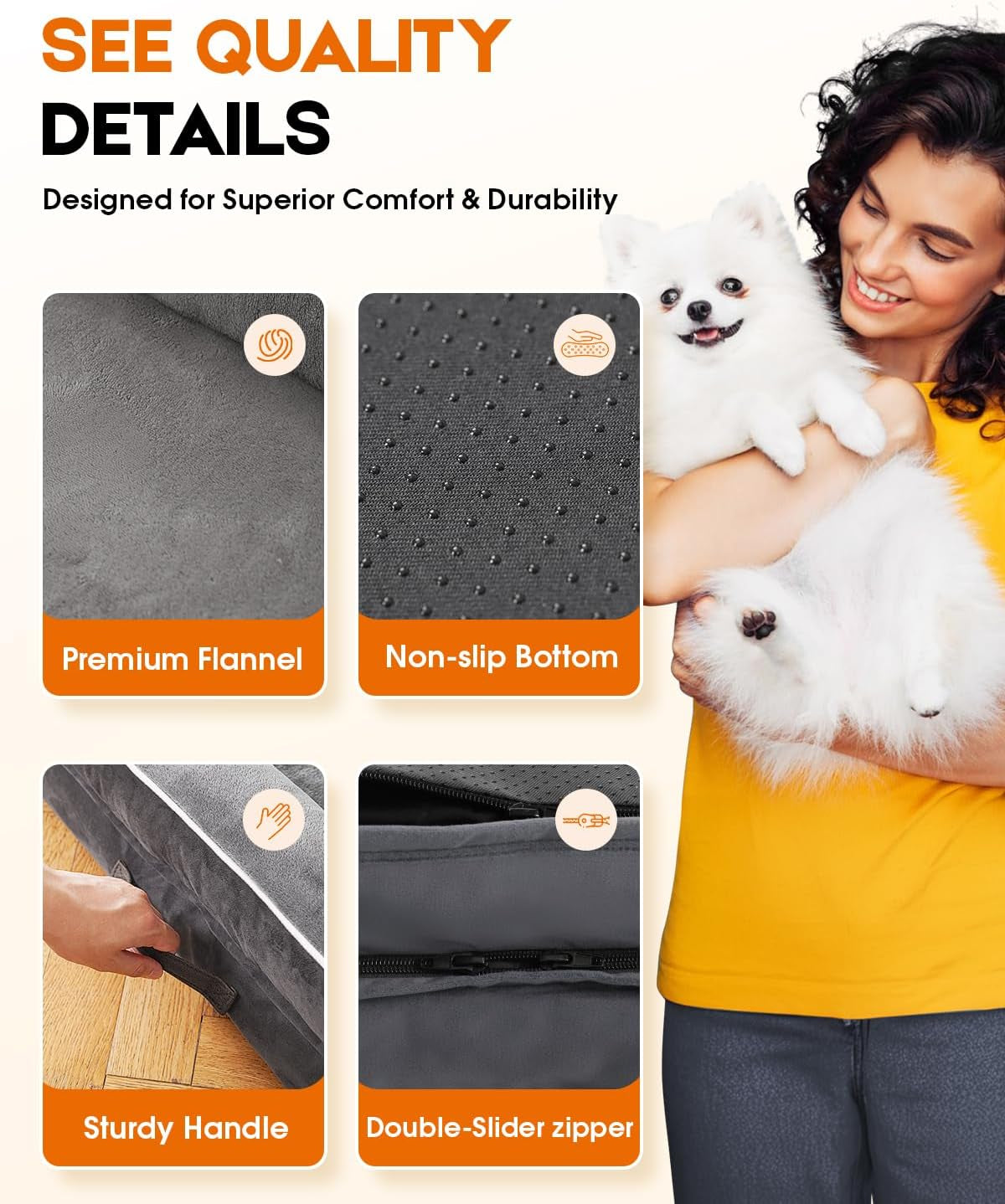 Upvilla Orthopedic Dog Bed XL, Four-Sided Dog Sofa, Washable Cover, Gray