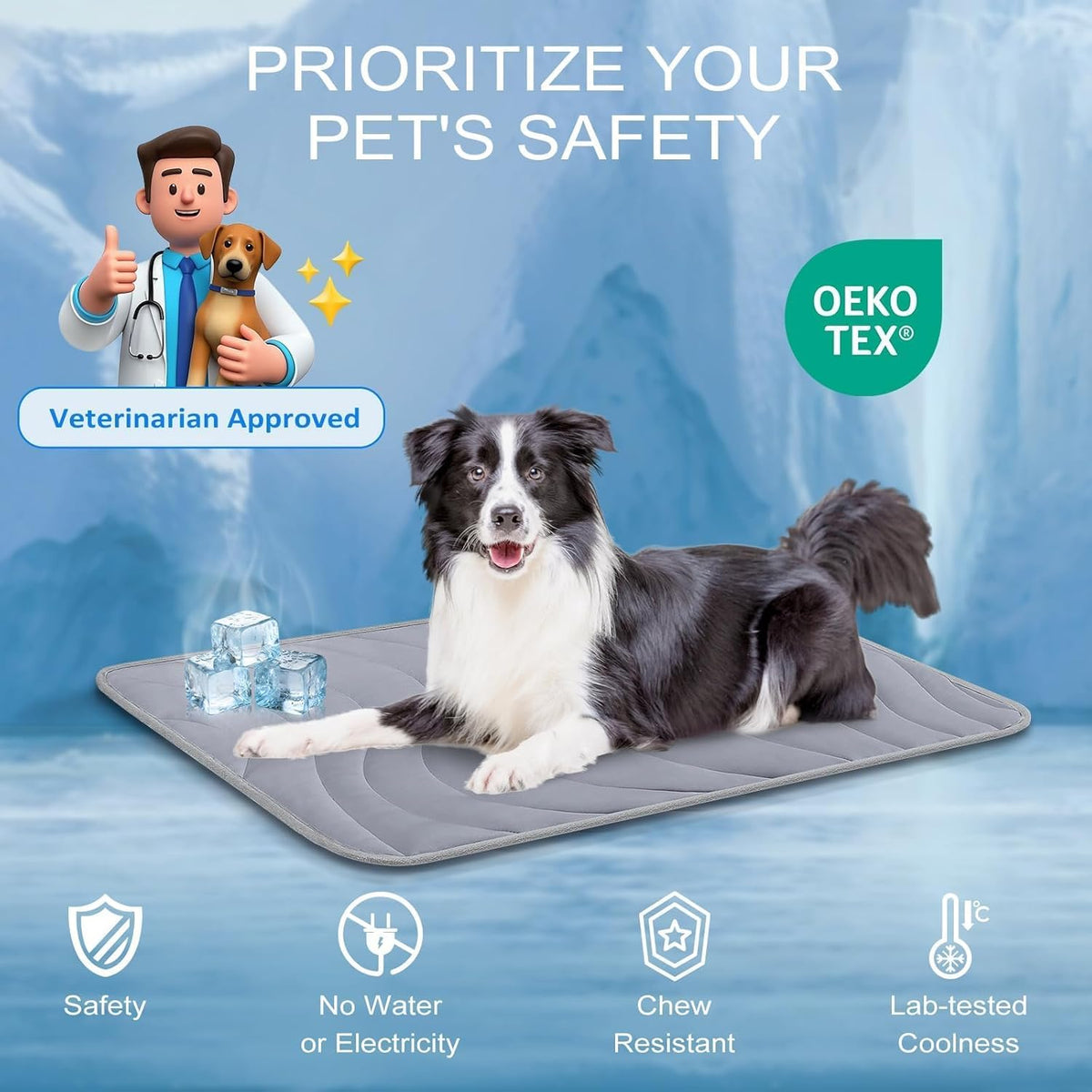 Cozyide Dog Cooling Mat, Q-Max>0.45, 36" L X 23" W, Dark Grey