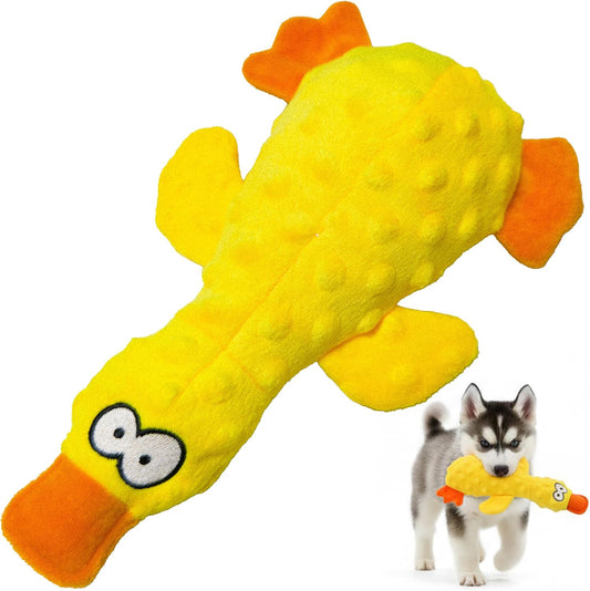 Calming Yellow Duck Toy for Mellow Dog, Interactive Crinkle Plush Stuffed Duck Toy with Quack Sound for Dogs Teeth, anti Anxiety Comforty Toy for Small Dogs Puppy Mellow Dog