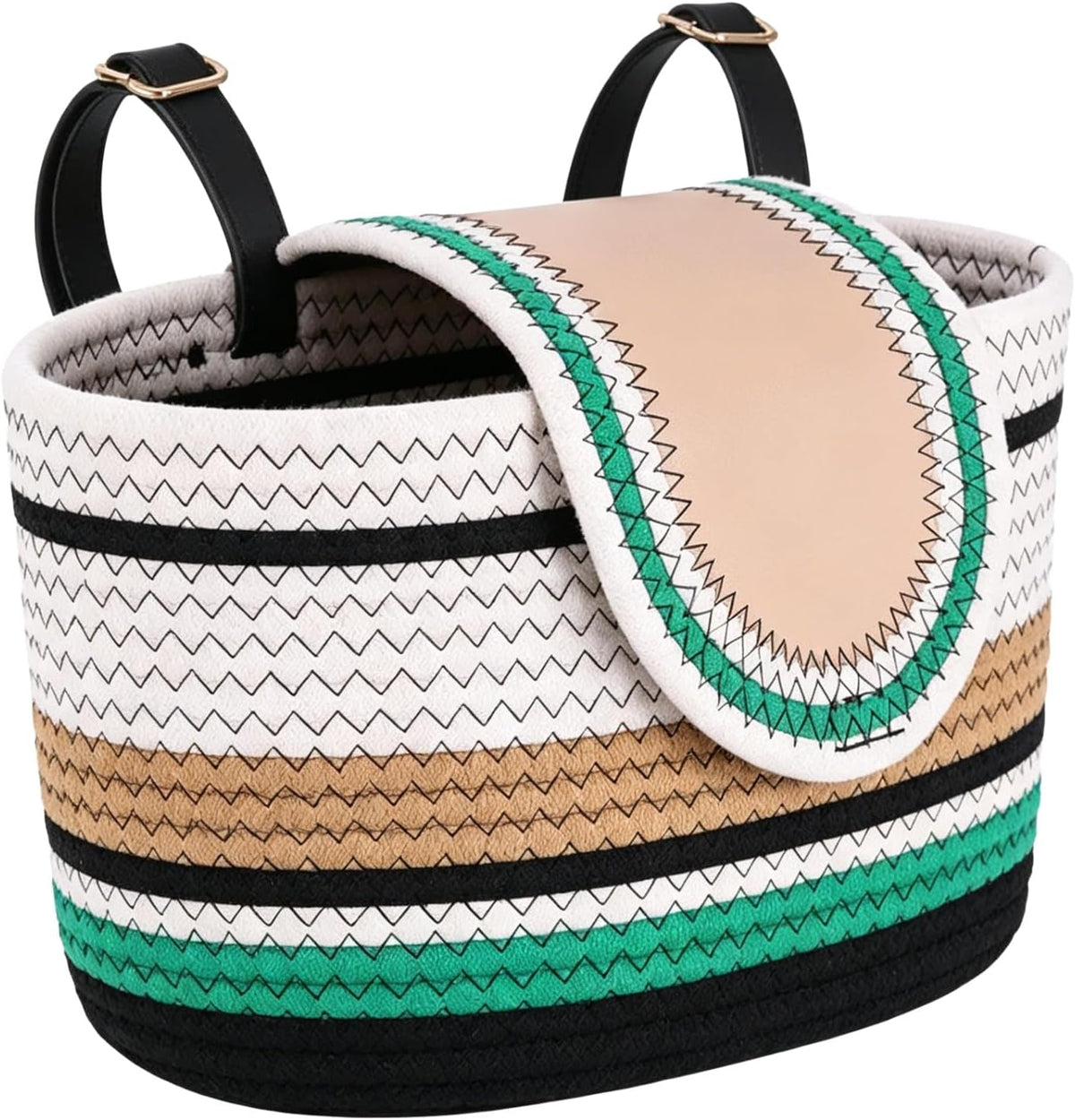 Handmade Front Bicycle Basket,Woven Bike Basket for Adult Bikes, Rustic Detachable Handlebar Basket Attachment with Lid and Adjustable Leather Straps, 11.6 X 7.3 X 6.5 in Large Capacity for Adults