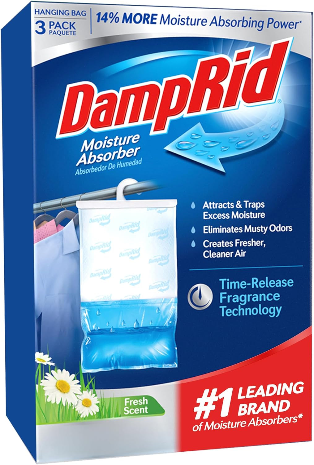 Damprid Fresh Scent Hanging Moisture Absorber, 16 Oz., 3 Pack - Eliminates Musty Odors for Fresher, Cleaner Air, Ideal Moisture Absorbers for Closet, 14% More Moisture Absorbing Power*