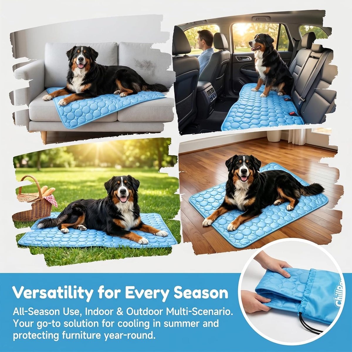 Mat – Breathable, Washable, Freeze-Free or Gel-Free, Portable Cat and Dog Mat for Cages, Cars, Sofas, Floors, Indoor/Outdoor, All Year Round. (XL 39.37" X29.55'')