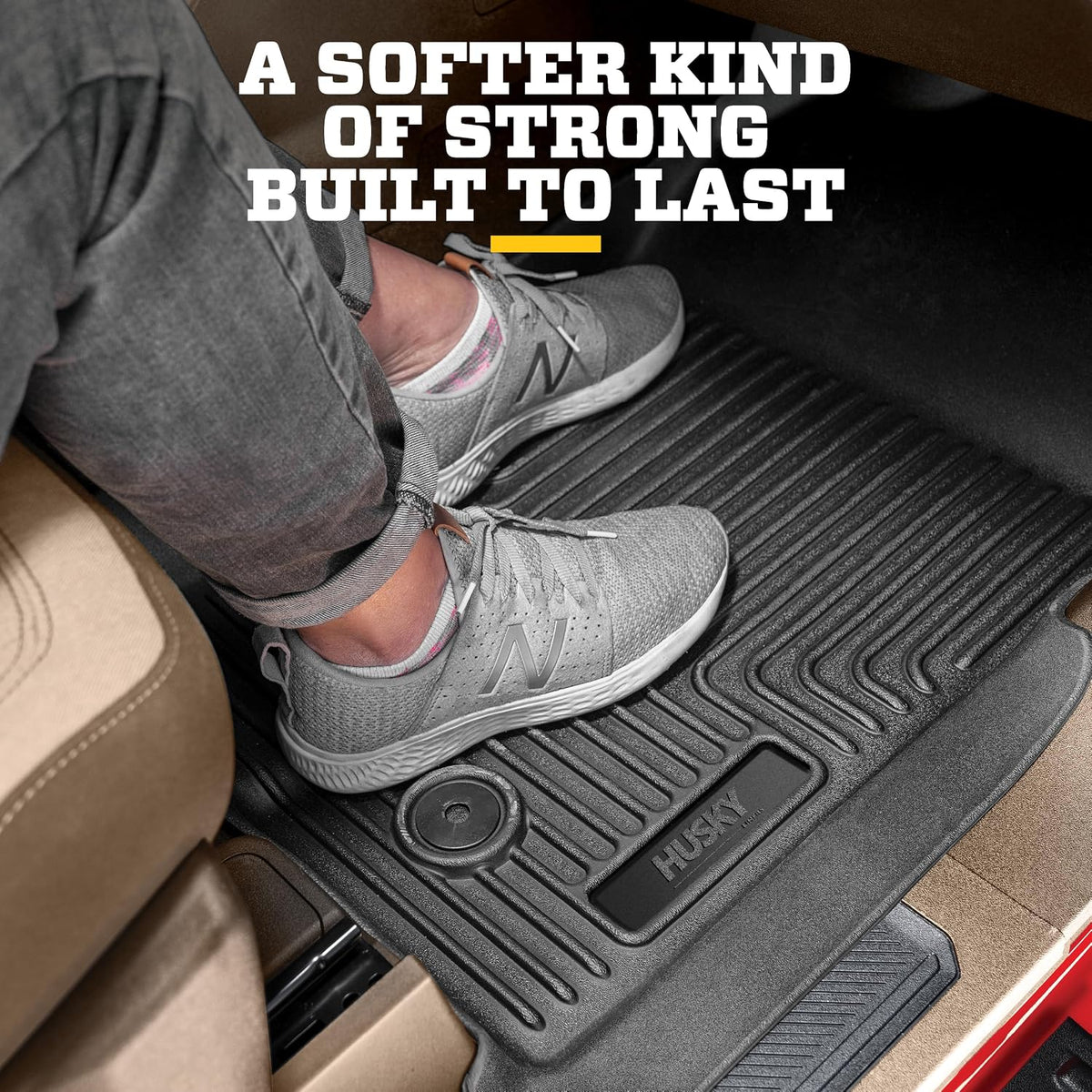 Husky Liners Weatherbeater Floor Mats | Fits 2017-2026 Ford F-250/F-350/F-450 Crew CAB with Factory Carpet & with Factory Underseat Storage ONLY | Front & 2Nd Row, 3-Pc Black - 94061