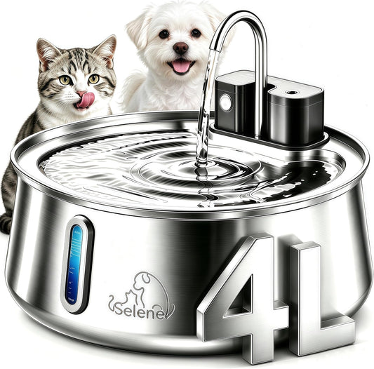 Selene Dog Water Fountain, 4.0L High-Capacity Automatic Pet Water Dispenser