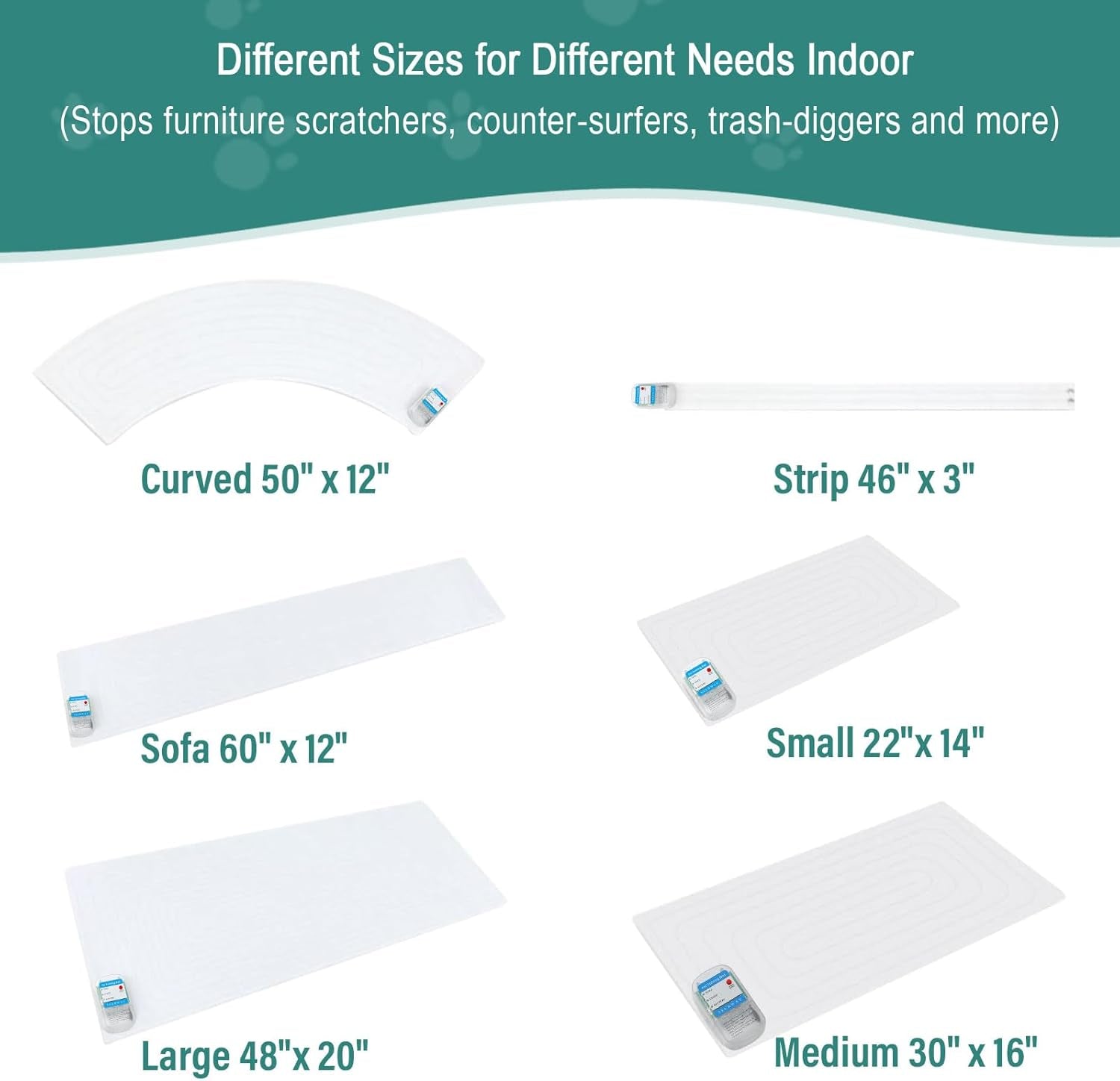 SEERWAY Scat Pet Shock Mat Indoor, Safe Shock Training Pads for Dogs and Cats, Electric Repellent Mat Keeps Pets off Couch, Sofa, Counter Top, 3 Training Modes, 60"X12" Rectangular, Battery Operated