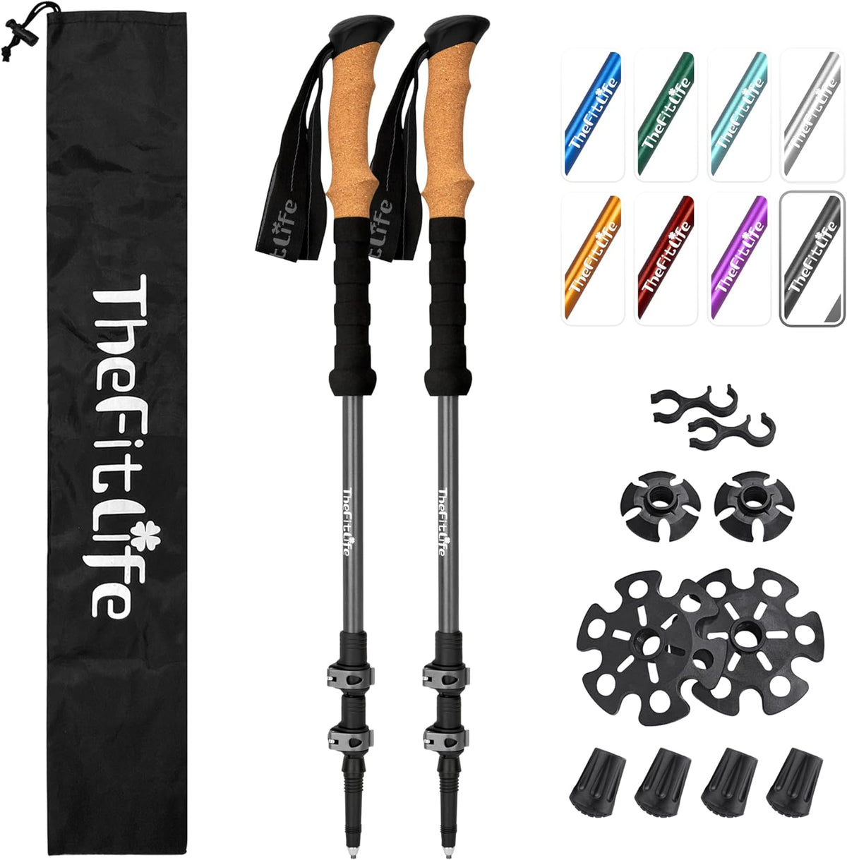Thefitlife Durable 7075 Aluminum Trekking Poles, Walking Sticks for Hiking