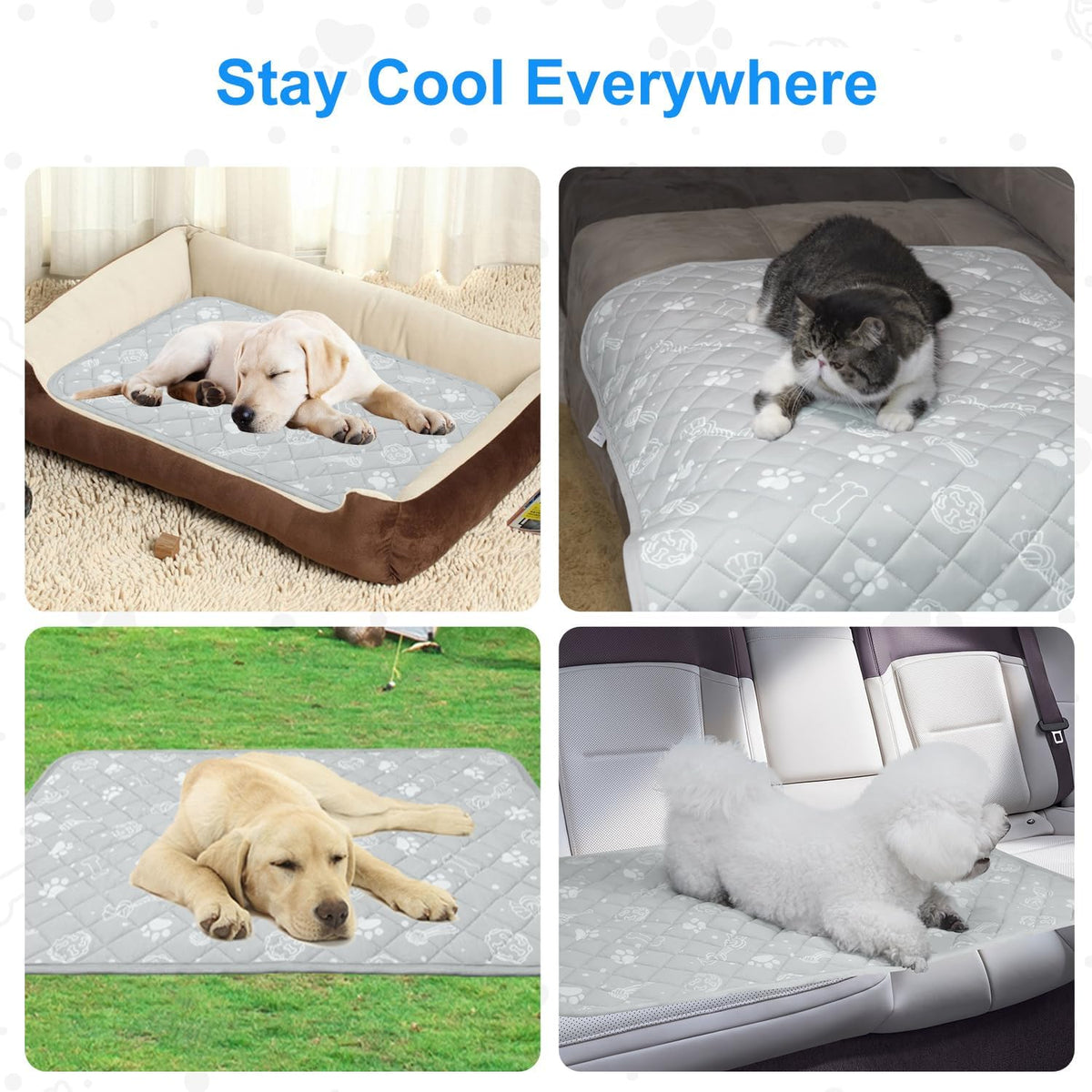 Self Dog Cooling Mat 39”X 59”,Color-Changing,Foldable and Washable,Grey