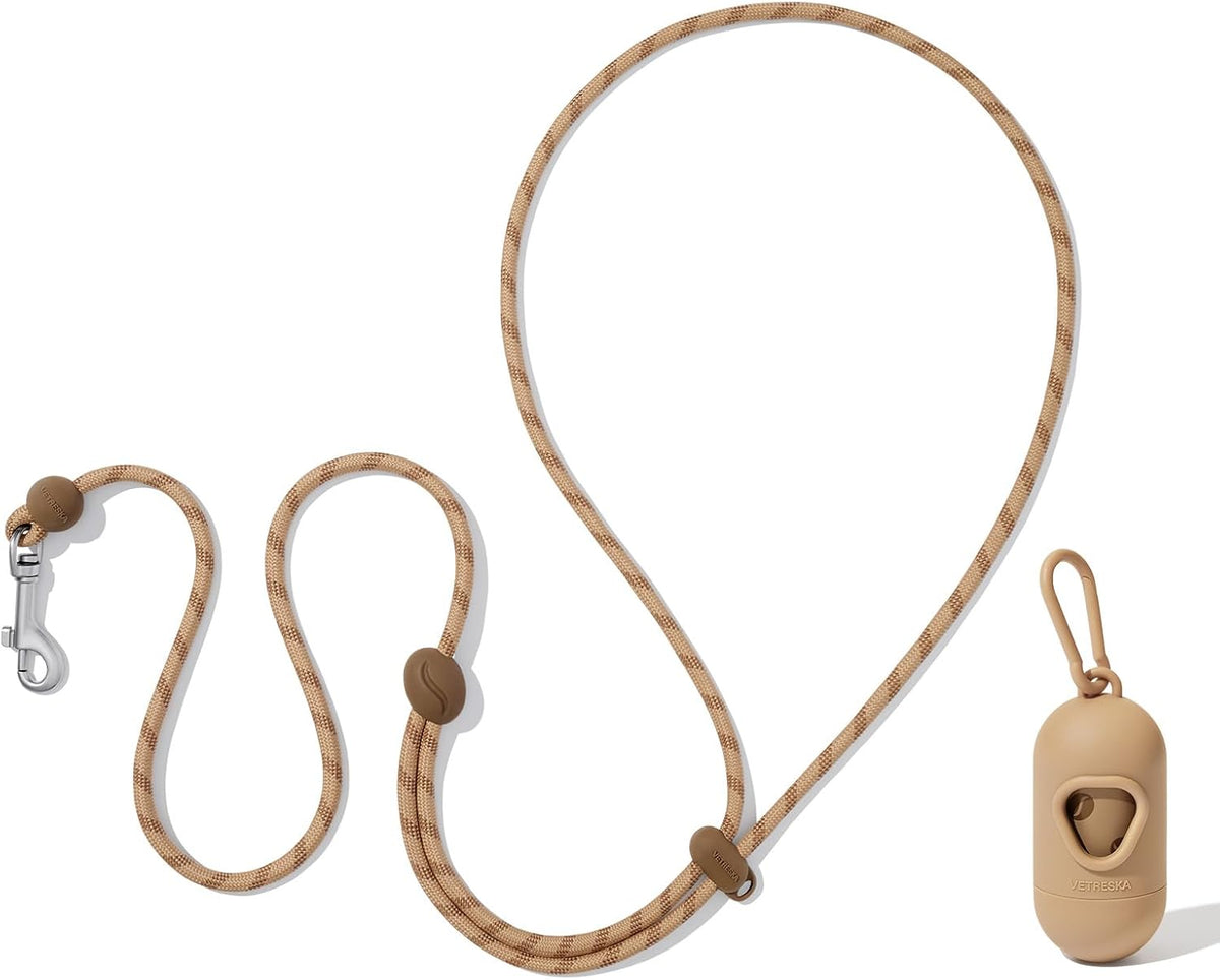 VETRESKA Crossbody Hands Free Dog Leash, 5FT Adjustable Leash (Coffee)