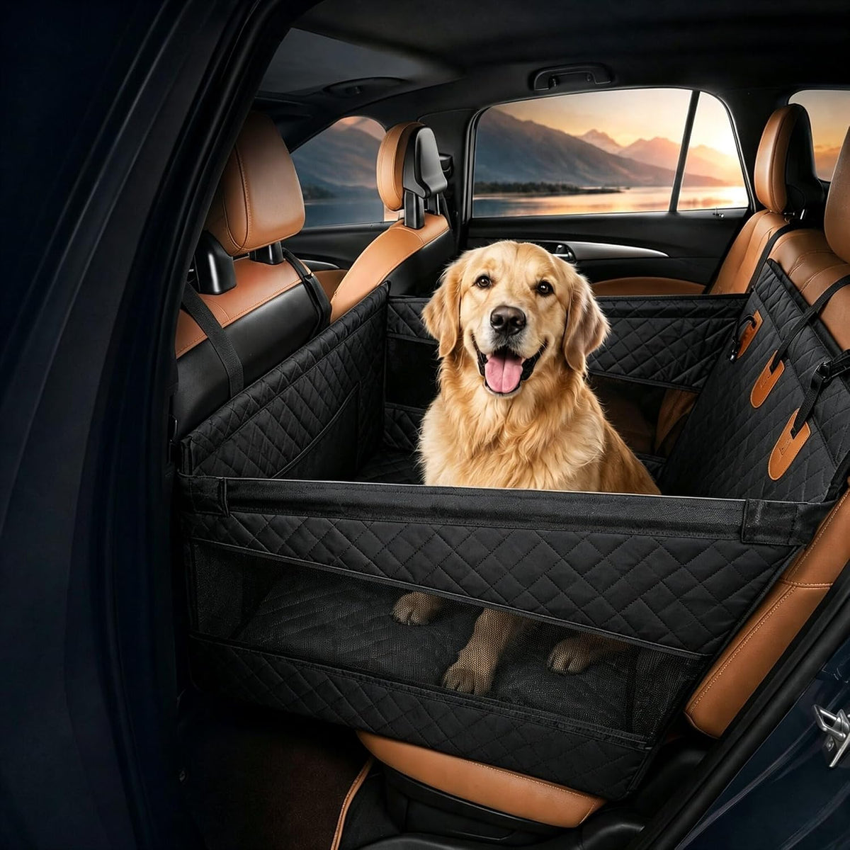 Large Dog Pet Car Seat Cover, Rear Seat Dog Cover, Seat Cover/Waterproof/Pet Hammock, Suitable for Small, Medium and Large Dogs. Pet Seat Protectors for Trucks, Sedans and Suvs, Black 01