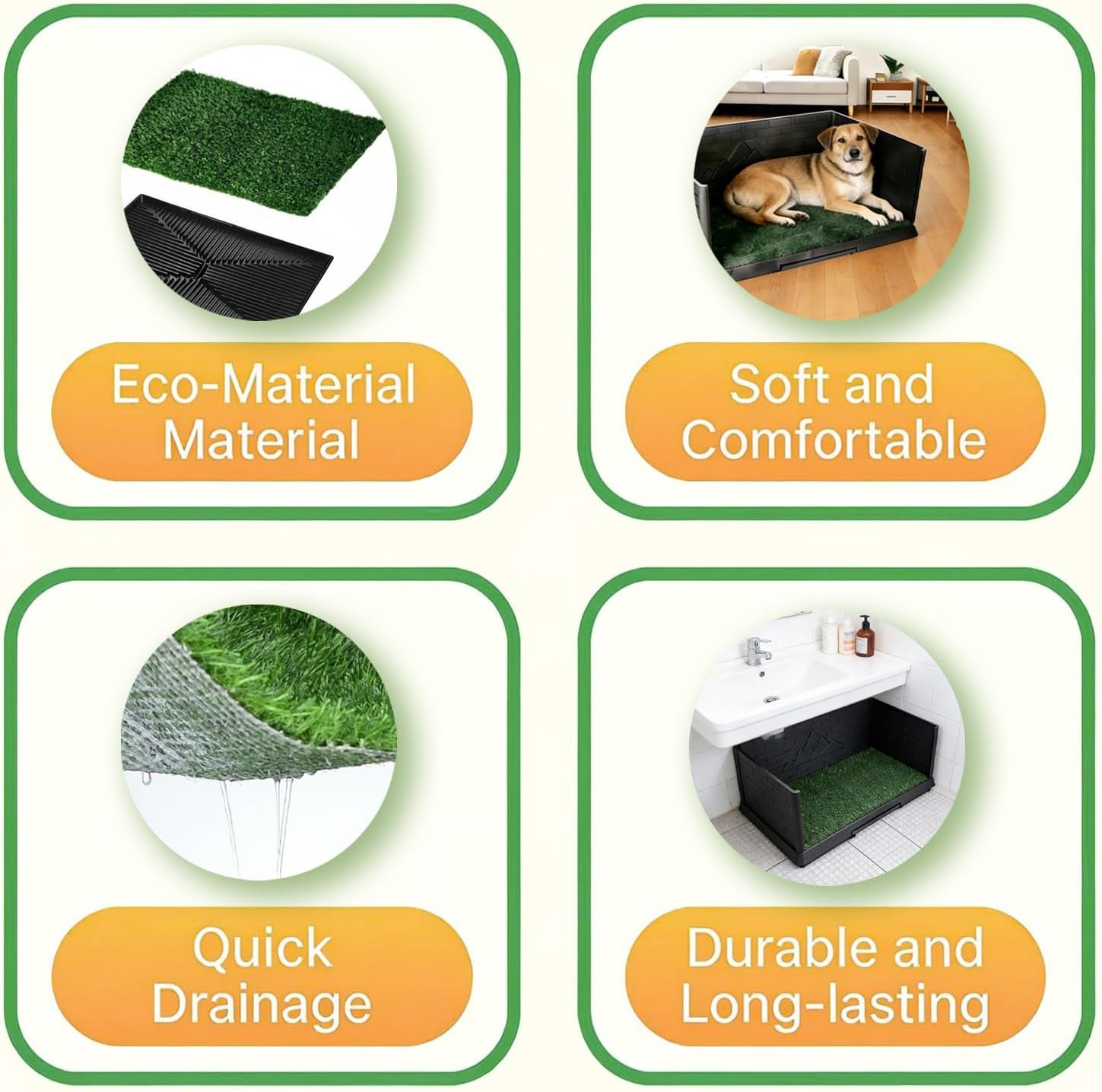 Large Dog Grass Pad with Tray, Reusable Potty Training Pad with Pee Baffle, Indoor & Outdoor 30" 20" Artificial Grass Patch for Small&Medium&Big Dogs