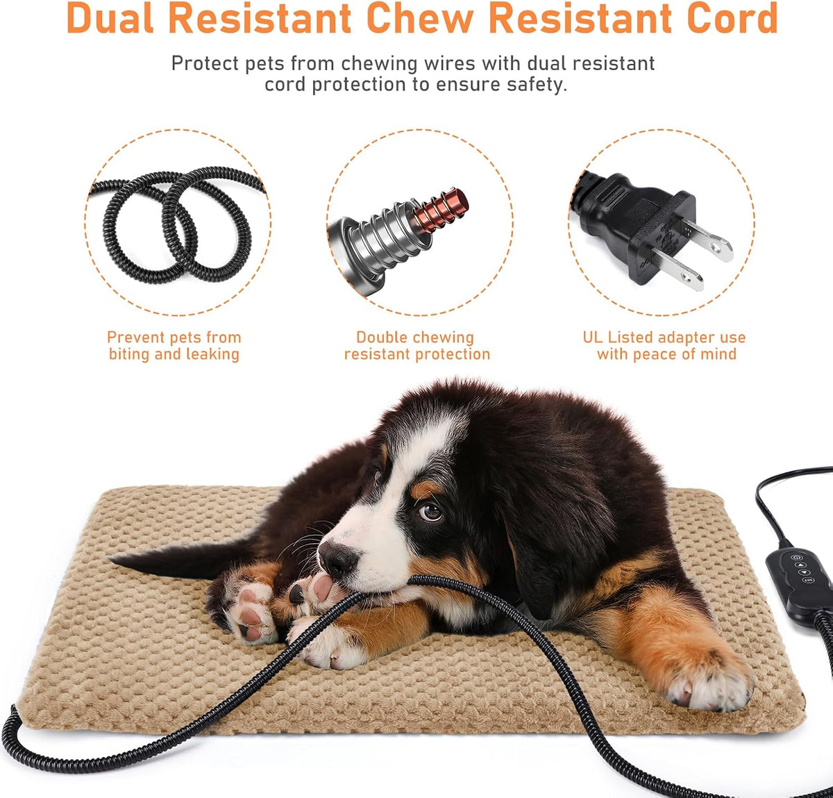 INVENHO Heated Cat Bed, Waterproof Adjustable Temperature Dog Cat Heating Pad with Timer, Indoor Pet Heating Pad for Cats Dogs Electric Pads for Dogs Cats, Pet Heated Pad