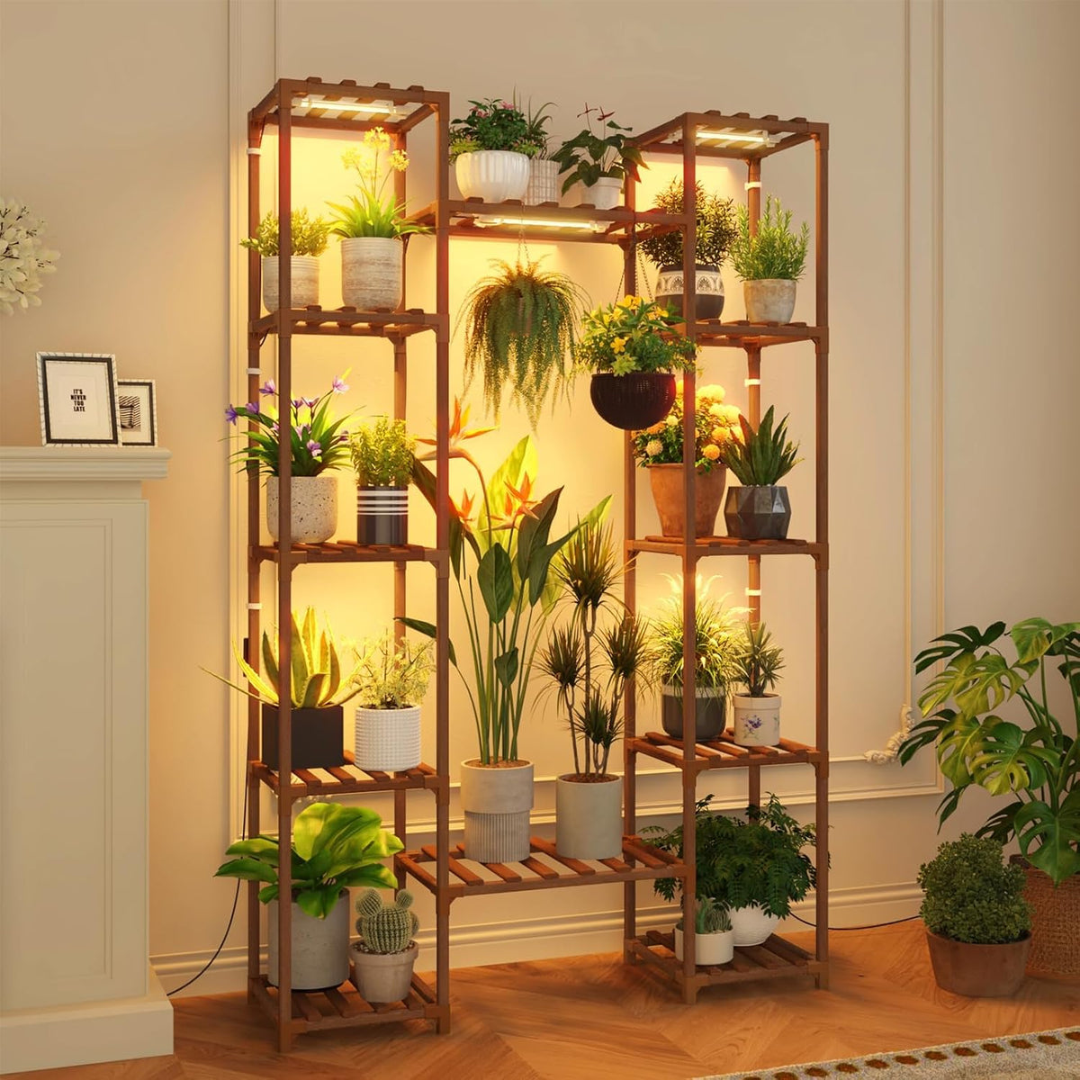 GENTINGBRO Plant Stand with Grow Lights for Indoor Plants 62.2'' Tall Plant Shelves