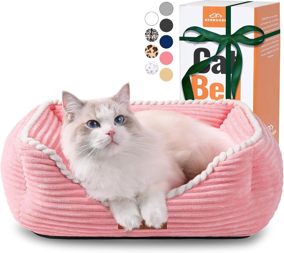Zerbuger 20In Pink Rectangle Cat Dog Bed Machine Washable Sleeping Sofa