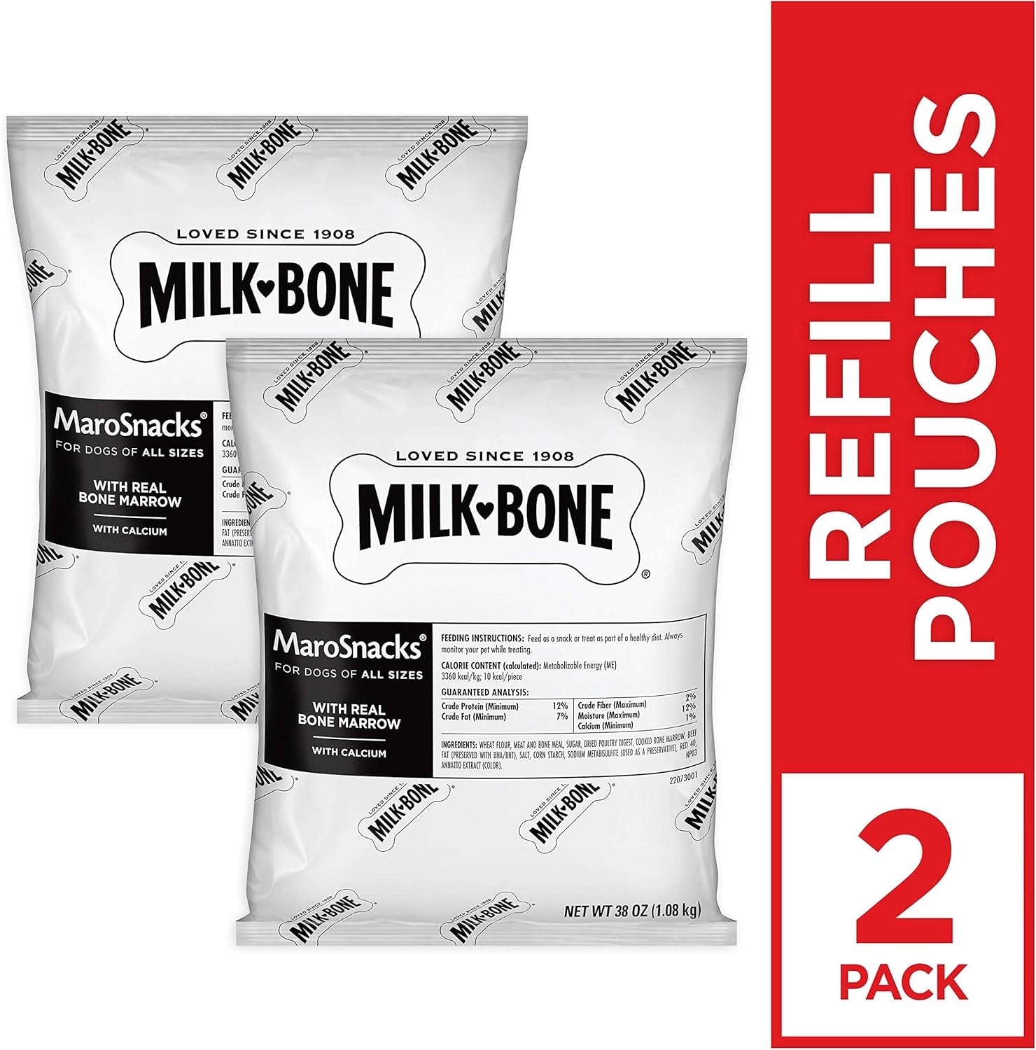 Milk-Bone Marosnacks Dog Treats, 38 Ounce Refill Packs (Pack of 2)