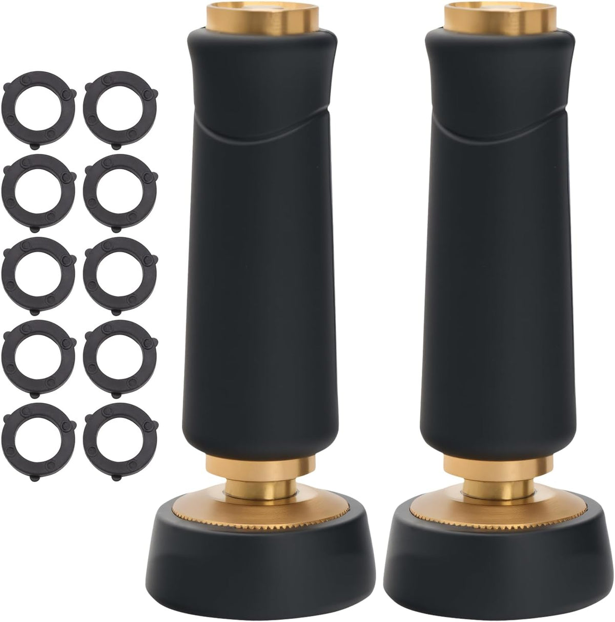 Besiter Brass Hose Nozzle, Heavy-Duty Sprayer for Garden Hoses, High Pressure Adjustable Twist Hose Nozzle, Spray Gun Rubber-Coated, Extra 10 Rubber Washers, 2 Pack
