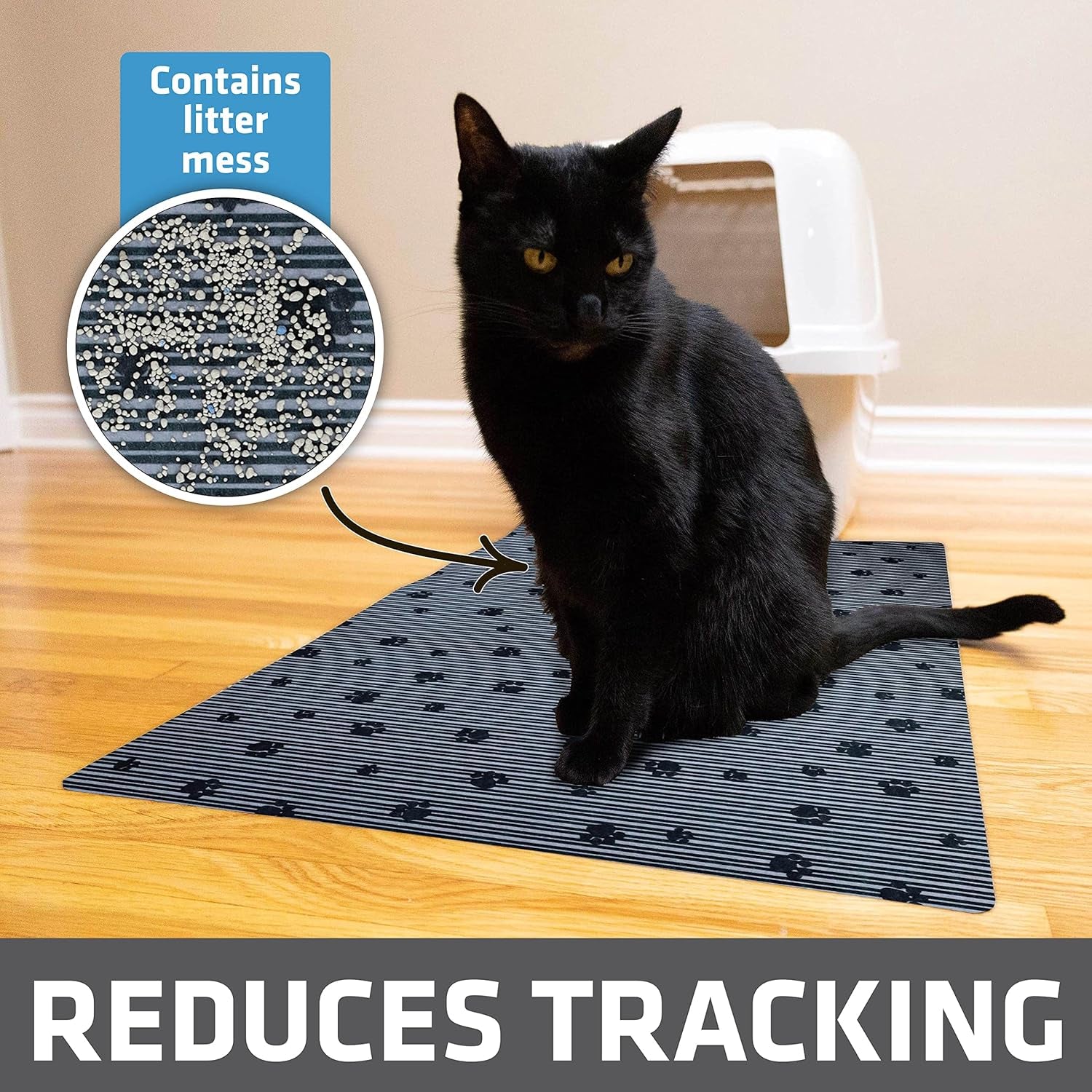 Drymate Cat Litter Box Mat, Litter Trapping Mat, Waterproof, Urine-Proof, Absorbent, Machine Washable, Soft on Paws, Contains Mess, Protects Floors, Kitten Supplies, Gray, 20X28