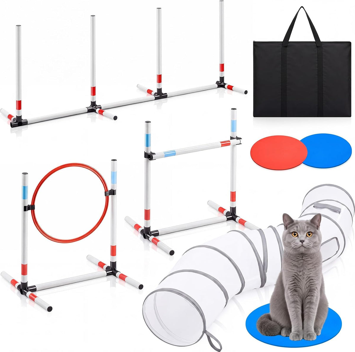 7 Pcs Cat Agility Training Equipment Set Cat Obstacle Course Kit