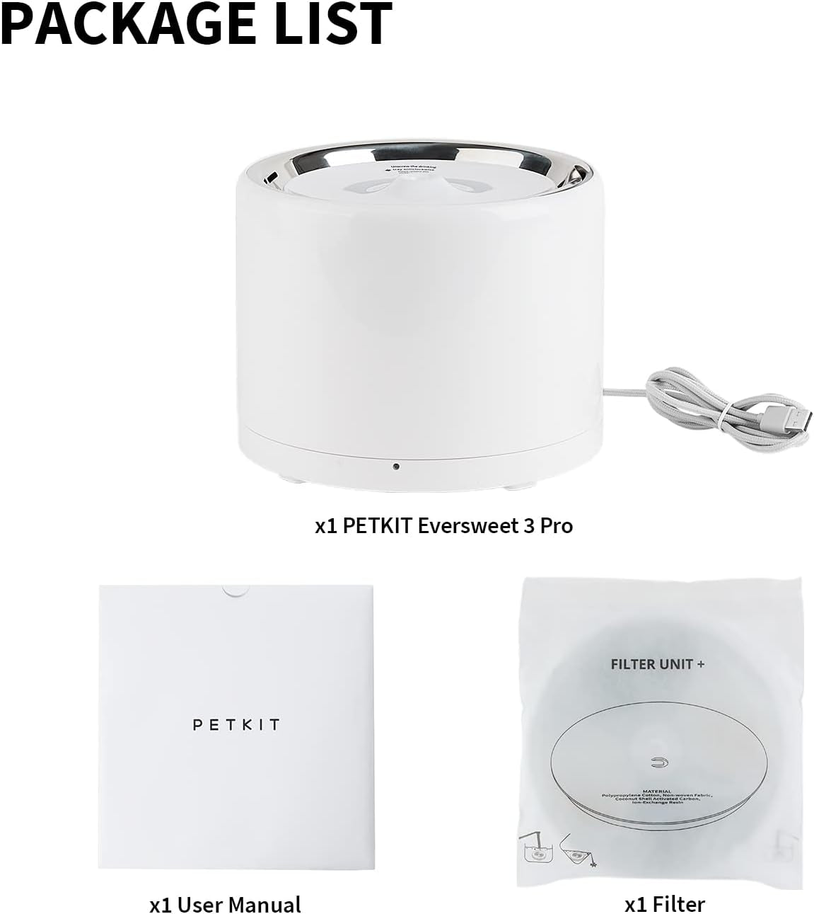 PETKIT Eversweet 3 Pro Cat Water Fountain with Wireless Pump, 1.6L/56Oz Stainless Steel Pet Fountains for Cats Indoor, Automatic Water Dispenser Ultra Quiet, App Monitoring