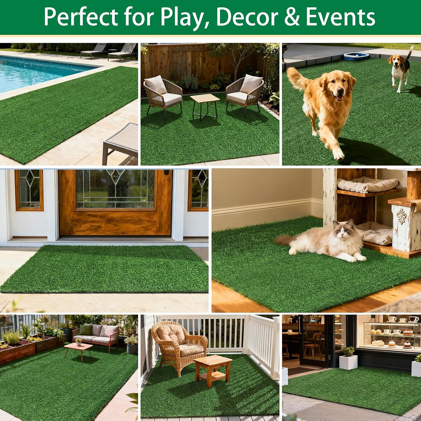 TOOKOO Artificial Grass Outdoor Rug - 6FT X 9FT Fake Grass for Dogs - Patio Balcony Turf Mat - 20Mm Pile Height with Drain Hole