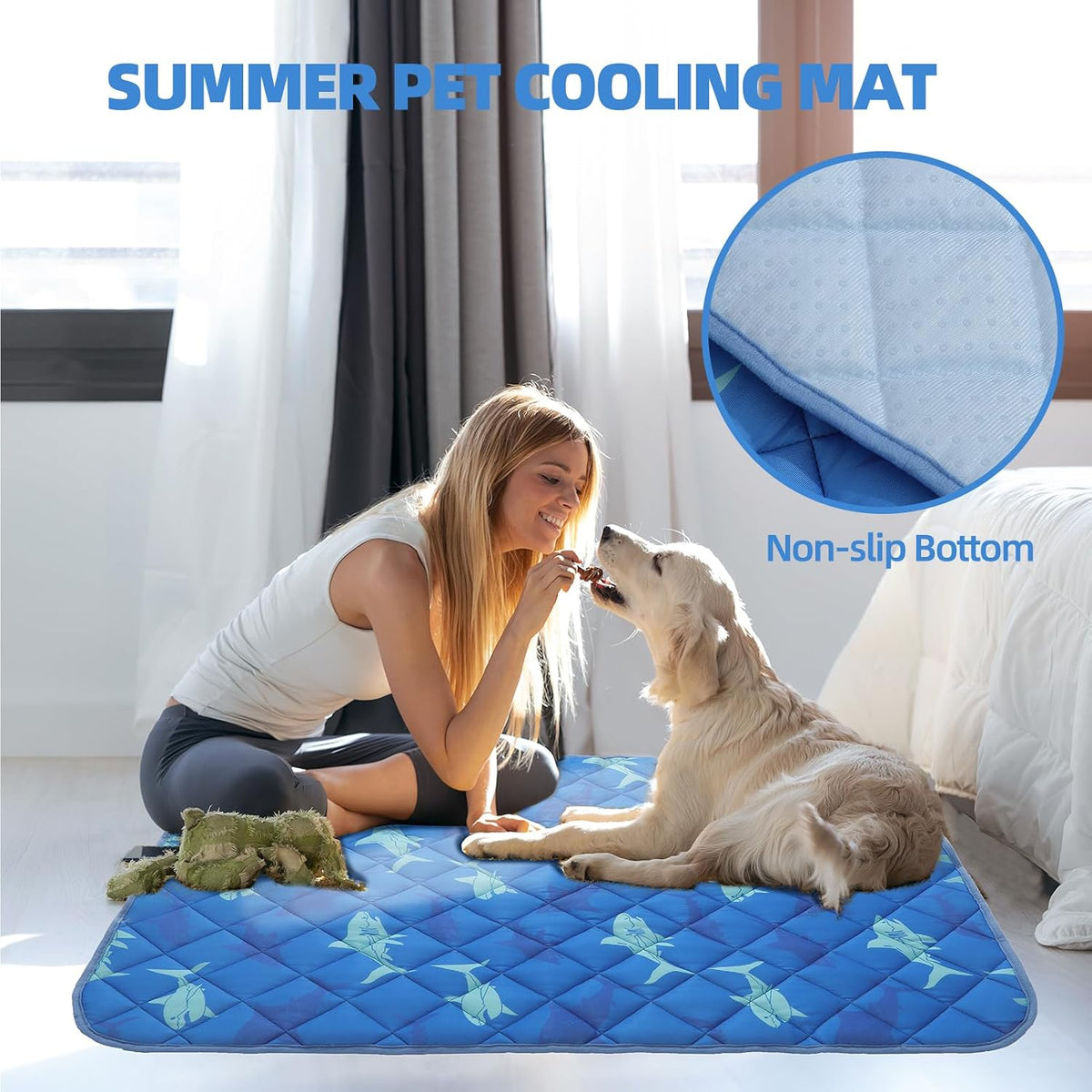 Homimp Dog Cooling Mat,19.5" X 27.5" Thicken Self-Cooling Mat for Dog&Cat,Internal Waterproof& Endothermic,Washable Pet Ice Cool Pad Blanket,Pet Sleeping Pad for Indoor Outdoor in Summer, Non-Toxic
