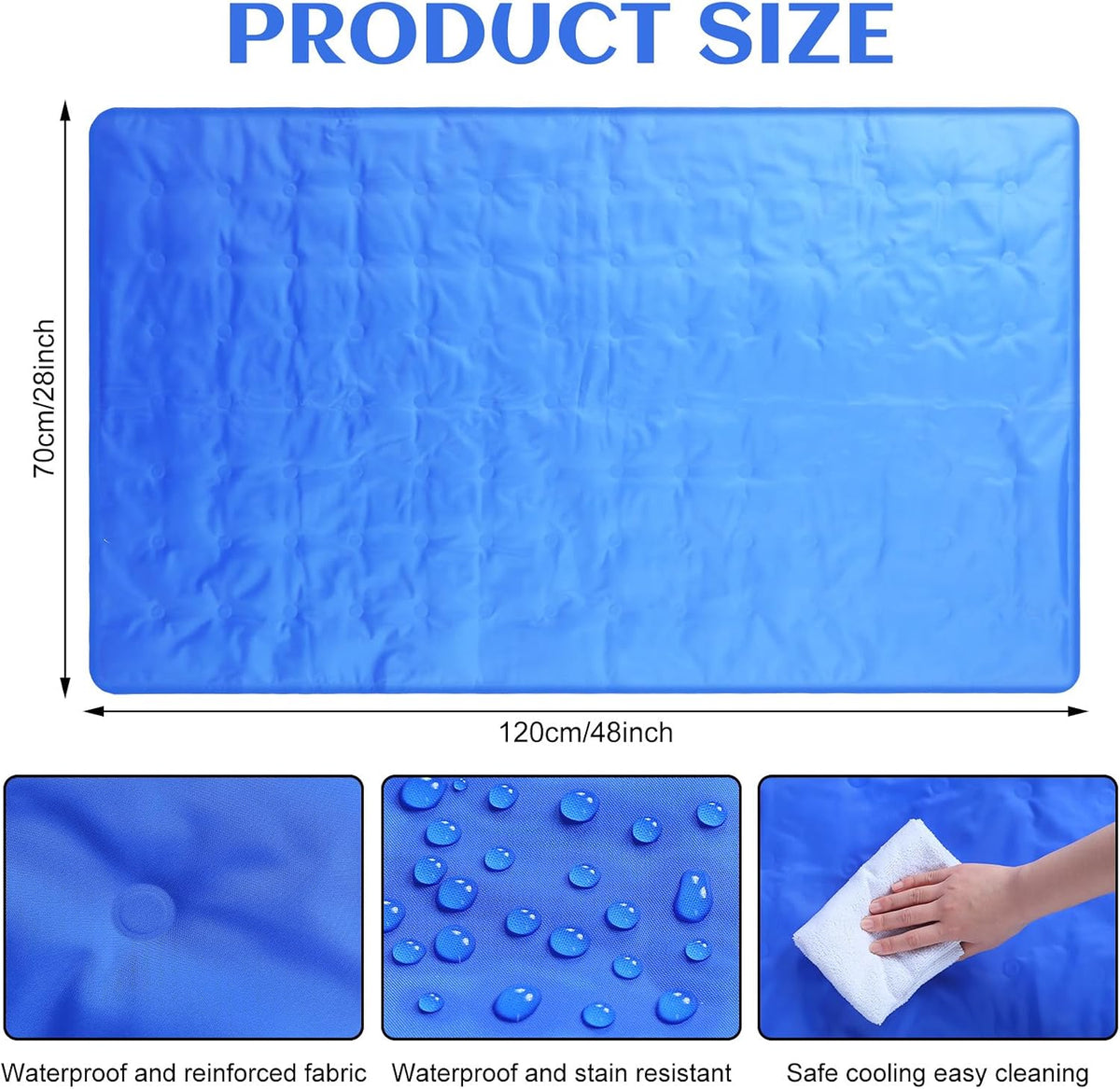 Drydiet Cooling Pad Mat for Bed,Gel,Plain,48 X 28 Inch,Blue