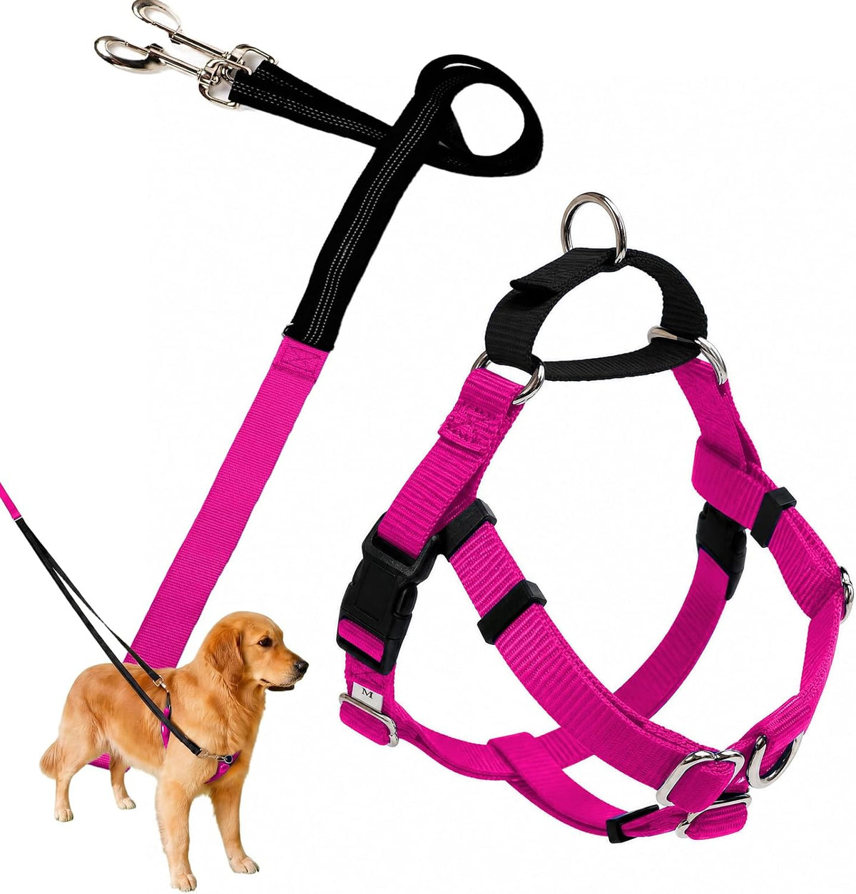 Freedom No Pull Dog Harness, Anti-Pull (HOT Pink, Large)