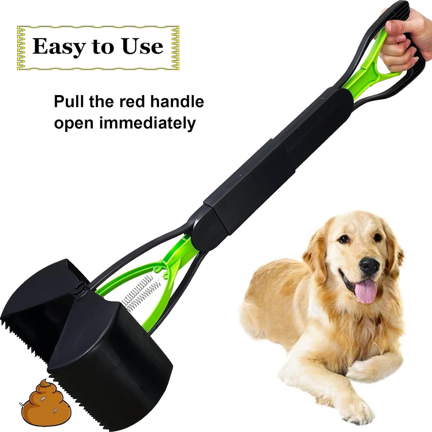 Ienjoyed 28" Large Pooper Scooper for Dogs, Heavy Duty Poop Scooper for Large Medium & Small Dog, Pet Dog Pooper Scooper for Grass & Gravel Pick Up