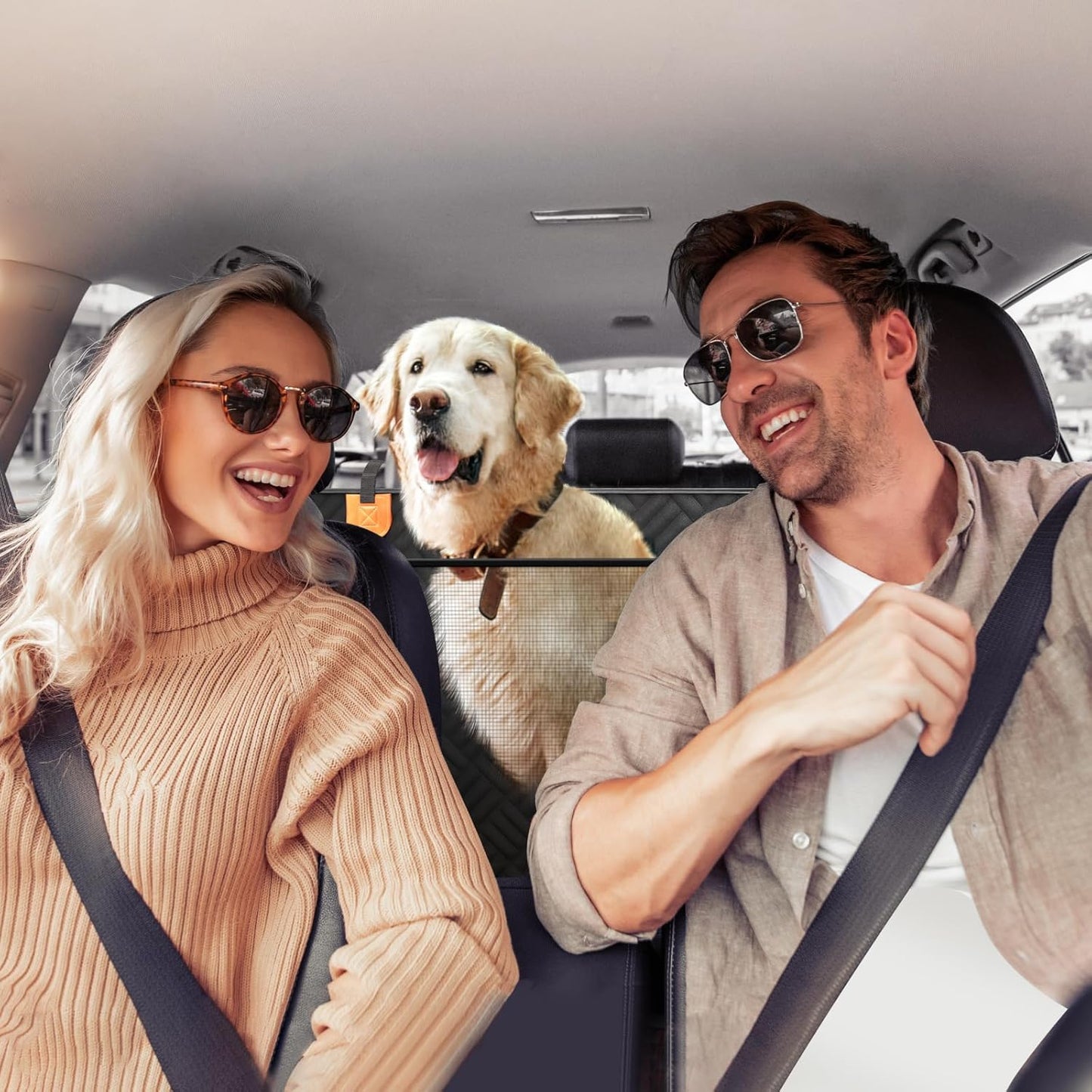 PROZAR Dog Car Seat Cover for Back Seat, Hard Bottom Back Seat Extender for Dog, Back Seat Pet Cover for Dogs - Supports 400Lbs, Waterproof Heavy Duty Scratch Dog Hammock for Car SUV and Small Truck
