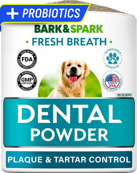 BARK&SPARK Dog Dental Powder - Bad Breath Freshener - Pet Teeth Cleaning