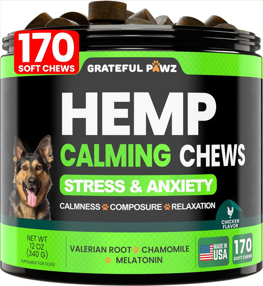 Hemp Calming Chews for Dogs - Dog Calming Chews, 170 Anxiety Relief Treats