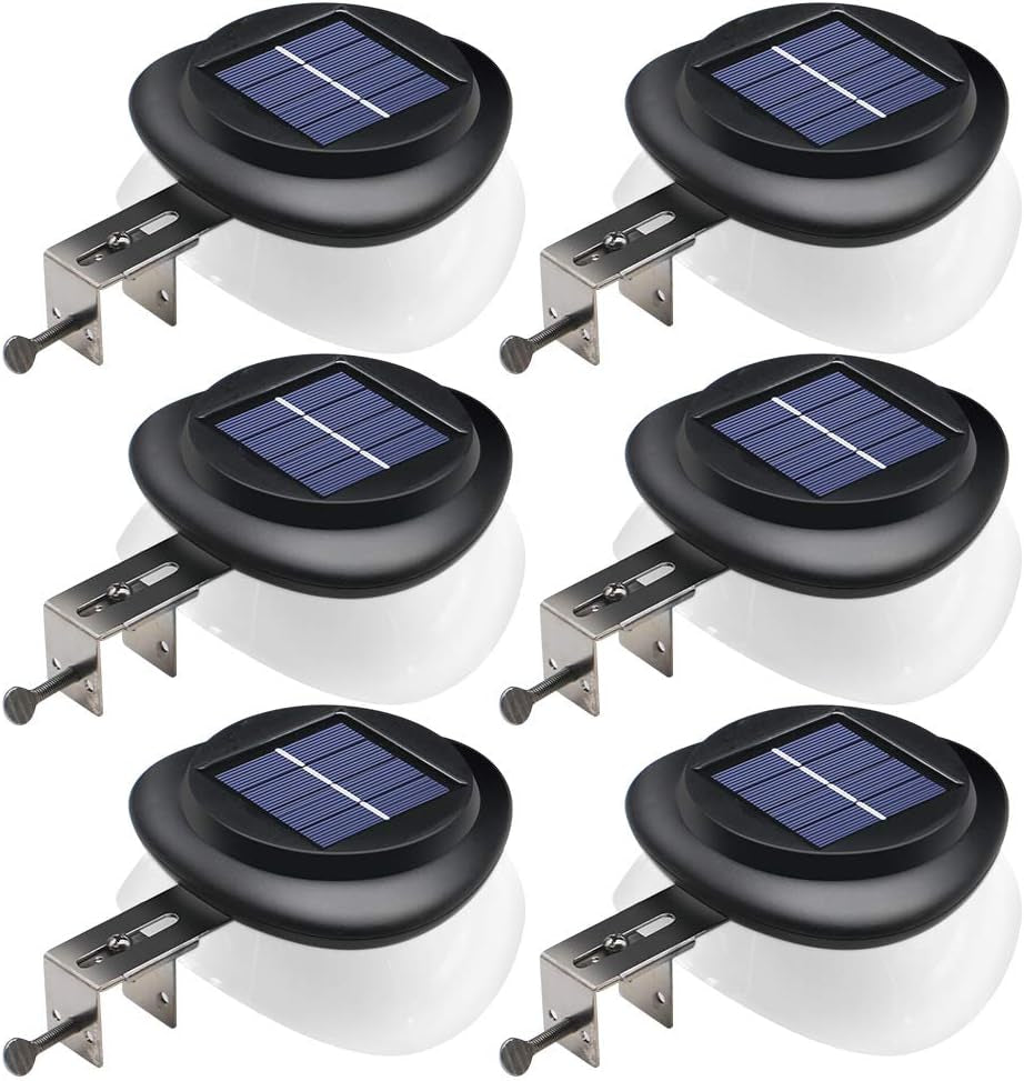 DBF Outdoor Solar Gutter Lights - Solar Fence Lights Outdoor Waterproof LED Deck Lighting Wall Mount Decorative Auto On/Off for Eaves Yard Garage Garden Deck Patio Railing (6 Pack)