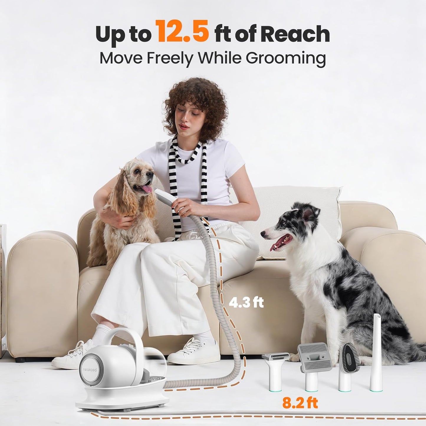 Neakasa P1 Pro Dog Grooming Vacuum Kit, 6-In-1 Pet Hair Grooming with Clippers and Vacuum, 9000Pa Suction, Low Noise, 1L Dust Cup for Home Shedding & Trimming