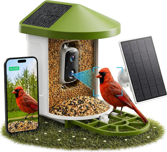 Birvio™ Smart Bird Feeder with Camera, Solar Powered, 1080P HD Wifi Live Stream, AI Bird Identification, Instant Motion Alerts