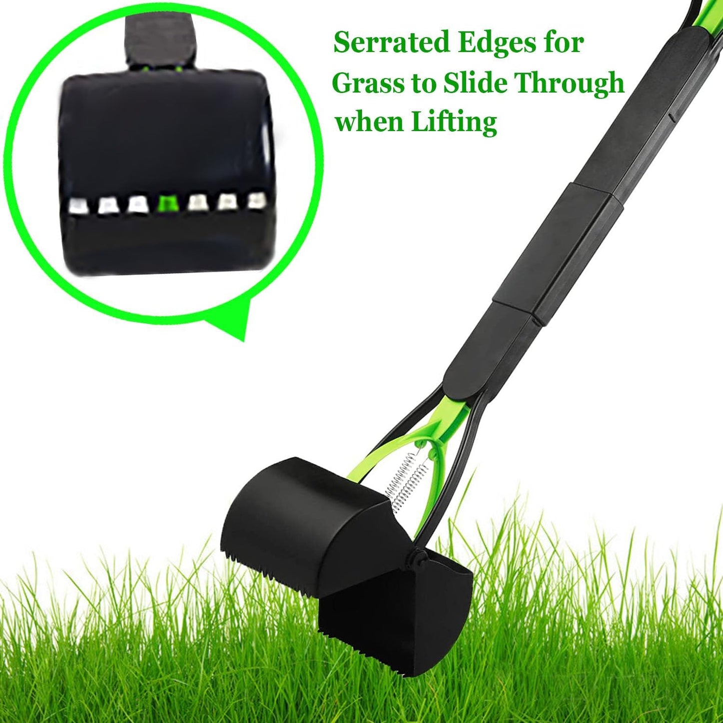 32" Pooper Scooper for Large Small Dogs Heavy Duty, Long Handle Poop Scoop for Yard, Grass, Gravel, Dog Poop Grabber with High Strength Material and Durable Spring