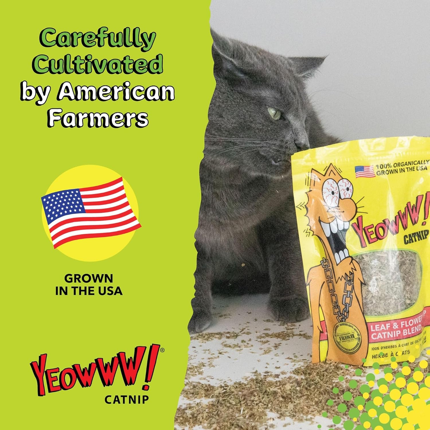 Yeowww! Organically Grown Catnip for Cats - 2Oz Pouch - Premium Leaves & Flower Tops - No Fillers - Chemical-Free - Grown in the USA