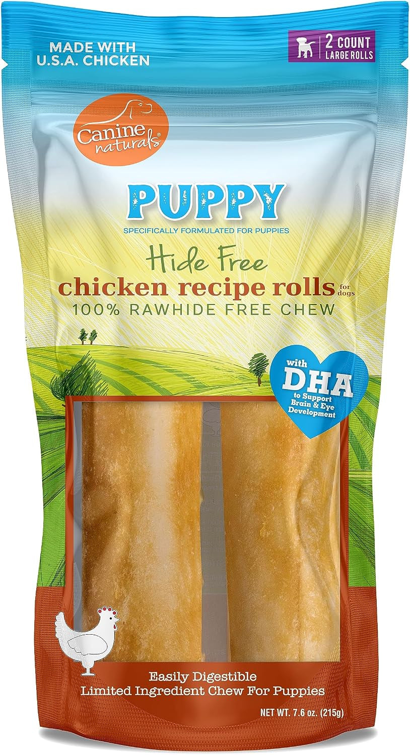Canine Naturals Rawhide Free Puppy Chews, Chicken and Rice Recipe, 2 Count