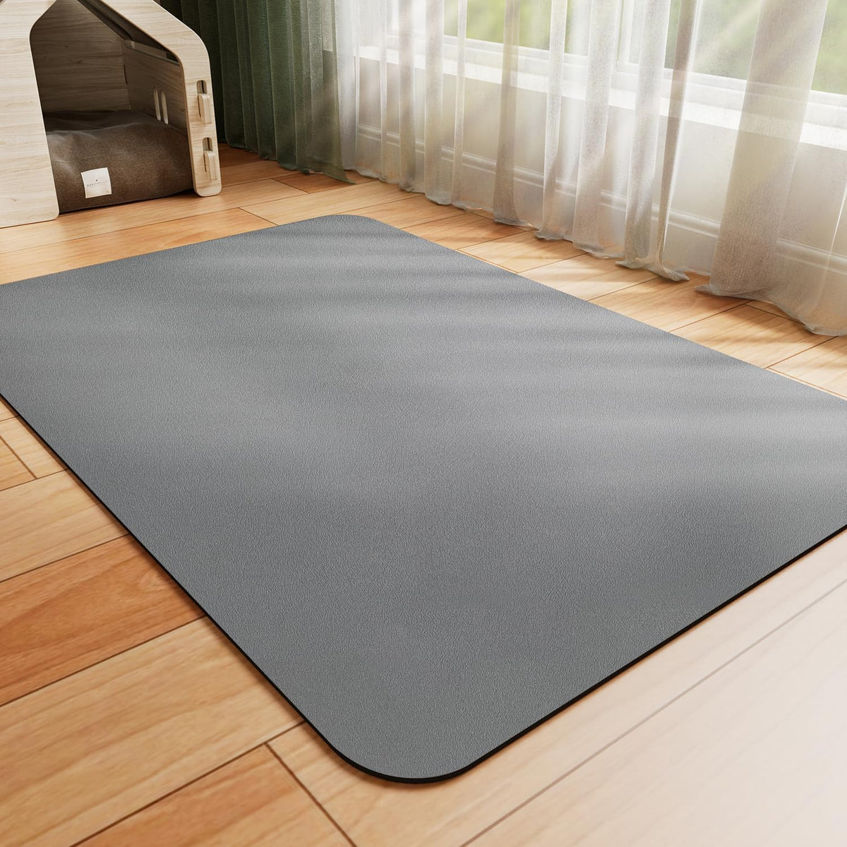 Hotlive Dog Food Mat - Absorbent Cat Mat for Food and Water, No Stains Pet Feeding Bowl Mat, Easy to Clean Pet Placemats, Quick Dry Dog Water Dispenser Mat for Messy Drinkers | Dark Grey 16"X 24"