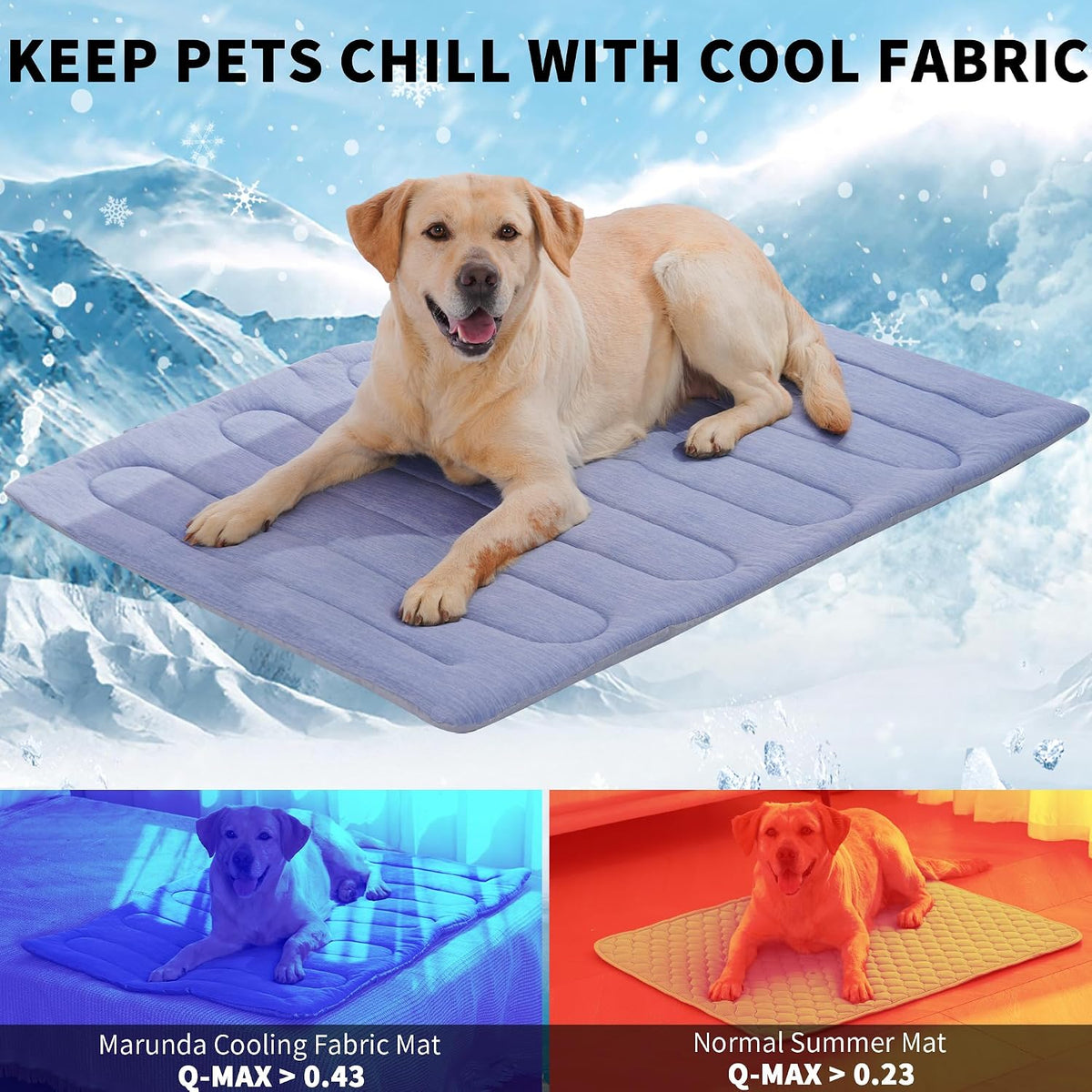 Cooling Mat for Large Dogs, Q-Max>0.46 - Self-Cooling Dog Bed with Arc-Chill Technology,Washable Dog Cooling Mat for Small & Medium Dogs, Indoor Outdoor Kennel Floor Use (36" X 24" - Large-Crate)