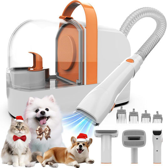 Ubrobo Dog Grooming Vacuum, Dog Grooming Kit with Pet Clippers, 12,000Pa Pet Hair Vacuum for Dogs, Low Noise Home Cleaning Tool in 1, PG10