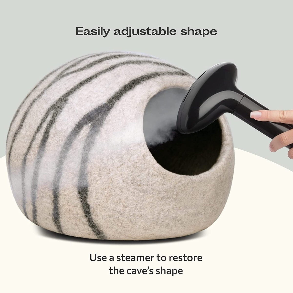 MEOWFIA Cat Cave - Merino Wool Bed for Indoor Cats (Light Gray, Medium)