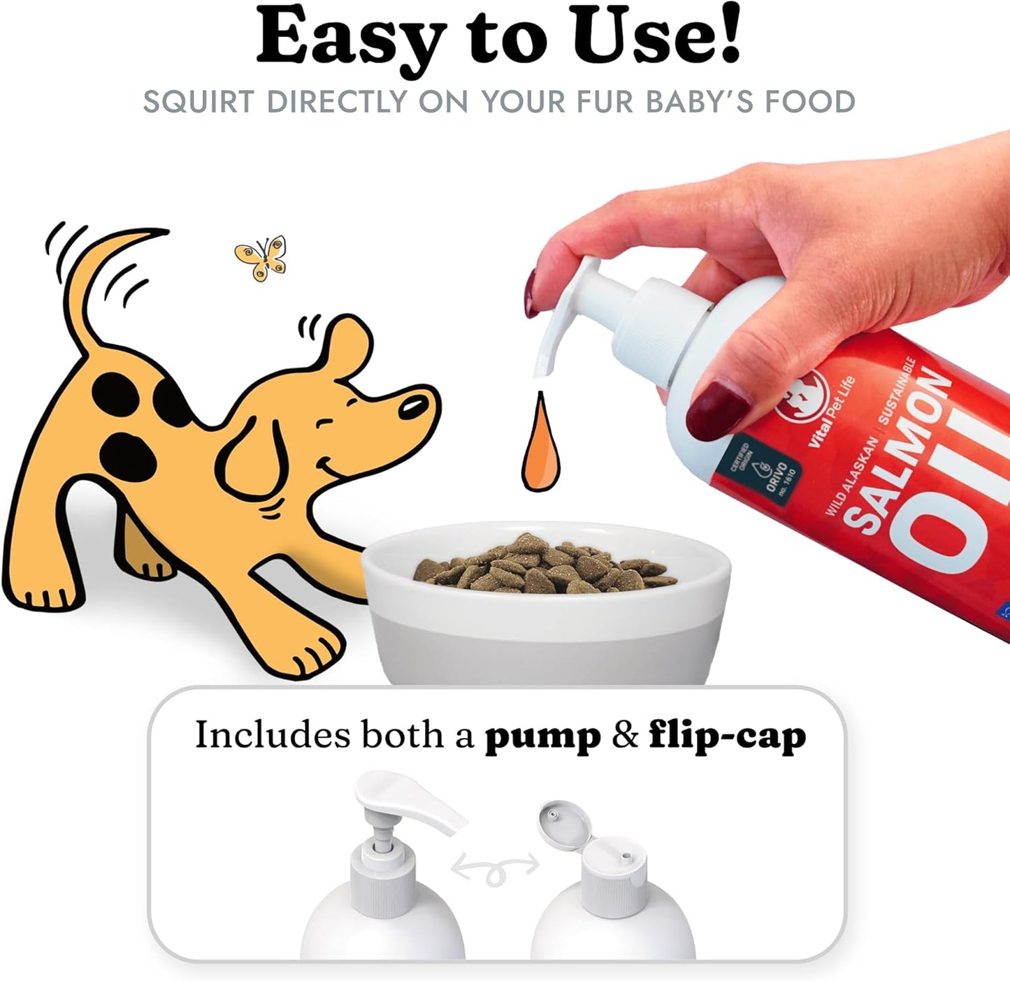 Salmon Oil for Dogs & Cats - Healthy Skin & Coat, Fish Oil, Omega 3 EPA DHA, Liquid Food Supplement for Pets, Supports Joint & Bone Health, Natural Allergy & Inflammation Defense, 16 Oz | Soft Shiny Glossy Coat, EPA DHA, Immune System & Heart Function Sup