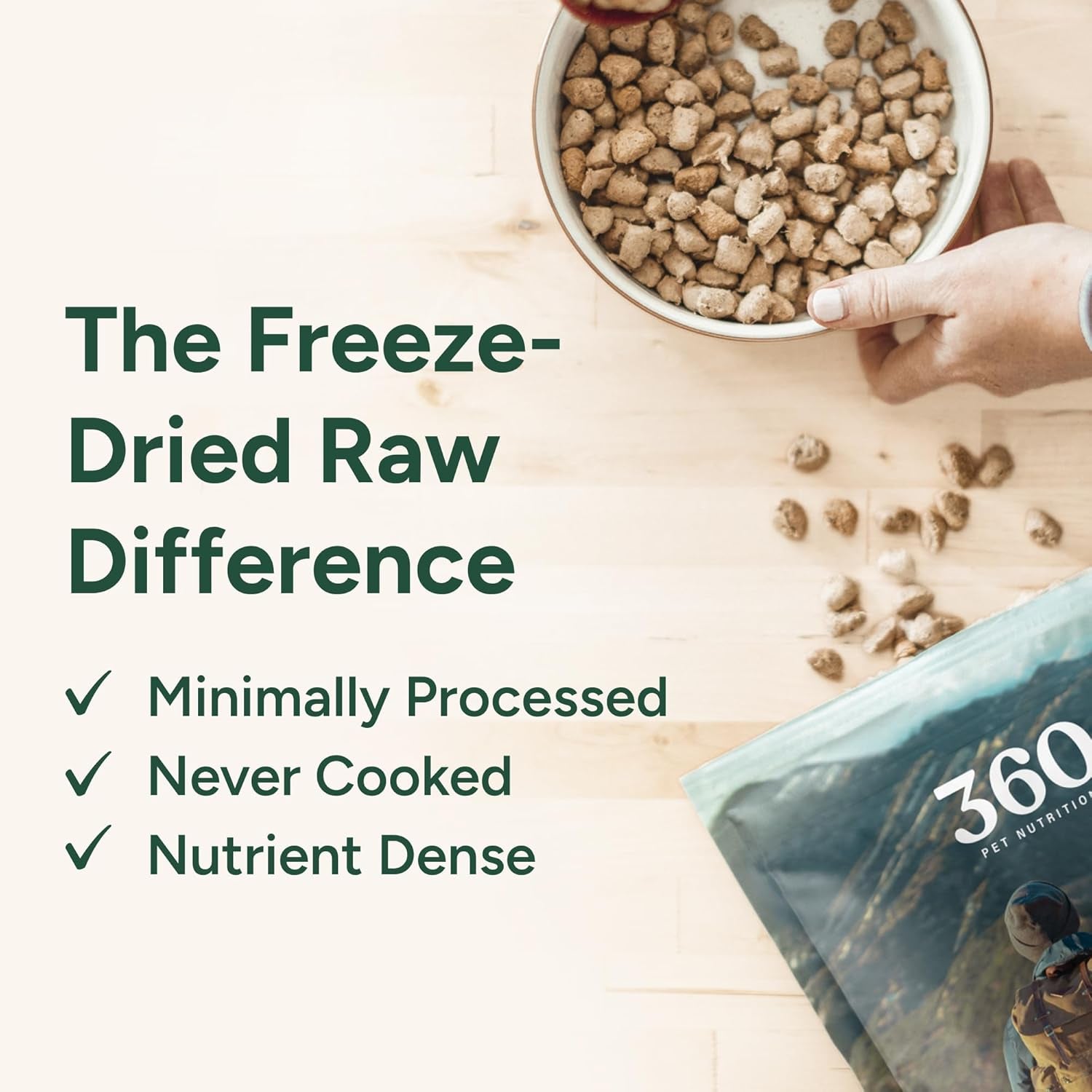 360 Pet Nutrition Freeze-Dried Raw Dog Food – Multi-Protein with Beef, Chicken, Fish, Liver & Organs, High Protein, Omega-3S, Fruits, Veggies & Superfoods, Grain-Free, No Fillers, 1 Lb – Made in USA