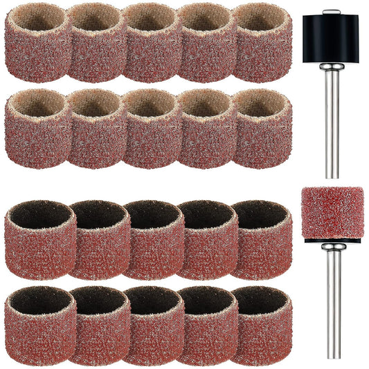 22Pcs Dog Nail Grinder Bands Drums,1/2 Inch 60 Grit and 100 Grit
