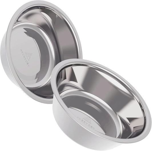 AVERYDAY 48Oz Stainless Steel Dog Bowls Set, 2 Pack for Replacement Dogs Bowl Stand, 6 Cups Metal Dog Bowls, 8 Inch Medium Large Dogs Water Bowl for Raised Feeder with Opening 7.24-7.48"