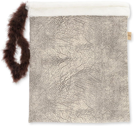 P.L.A.Y. Cat Crinkle Sack with Feather for Indoor Cats & Kittens - Collapsible Tunnel Bag, Interactive Hide & Seek Cat Toy, Sleeping Bag - Made with Cozy Plush Upcycled Materials (Ash Gray Chocolate)