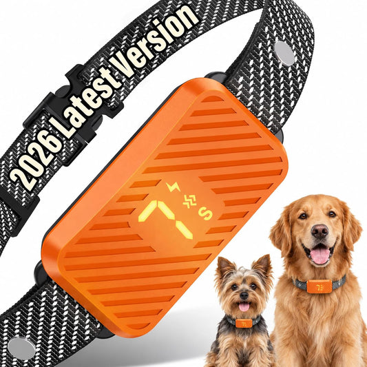 Smart Bark Collar for Large Medium Small Dogs, Rechargeable No-Bark Collar, Stop Barking Collar, 2026 Upgraded Dog Bark Collar with 3 Modes, 7 Sensitivity, Neon Orange