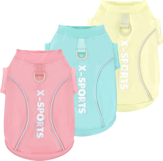 3-Pack Reflective Dog Shirts for Small Medium Dogs Sun Protection Lightweight Puppy Cat T-Shirt with D-Ring,Soft Stretchy Dog Cooling Vest Cute Puppy Clothes Girl Summer Pet Outfits